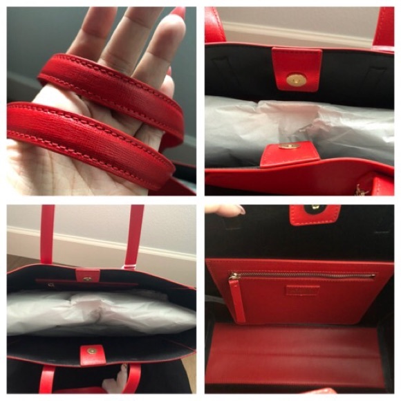 VERSACE Collection-AUTHENTIC (NWT) Large Red Saffiano Leather TOTE - Picture 3 of 8